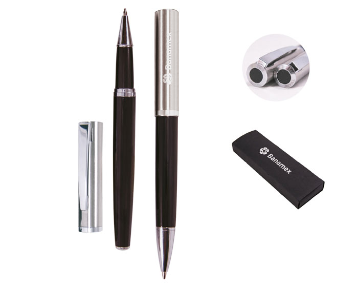 SET DE BOLIGRAFOS DE ACERO INOXIDABLE C097